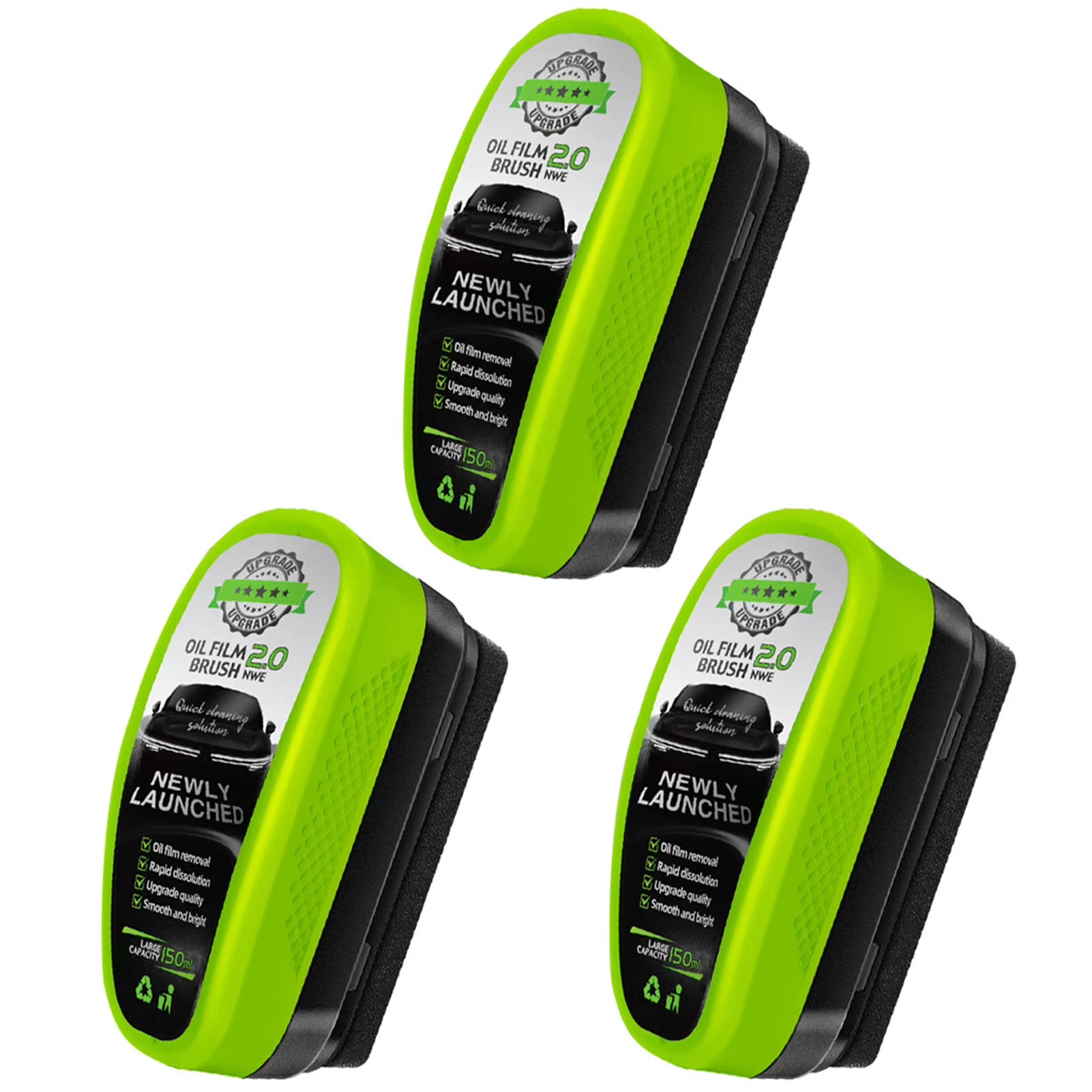 1/2/3Pcs Automotive Car Oil Film Cleaning Brush,150Ml Glass Oil Film Remover for Car Window,Windshield Brush for Car Care