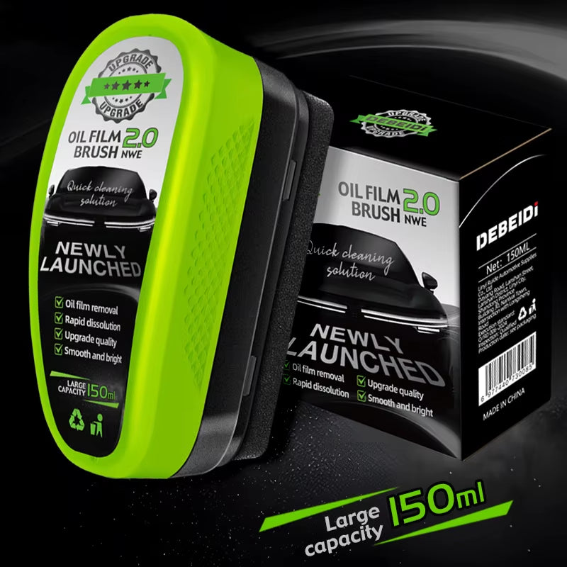 1/2/3Pcs Automotive Car Oil Film Cleaning Brush,150Ml Glass Oil Film Remover for Car Window,Windshield Brush for Car Care