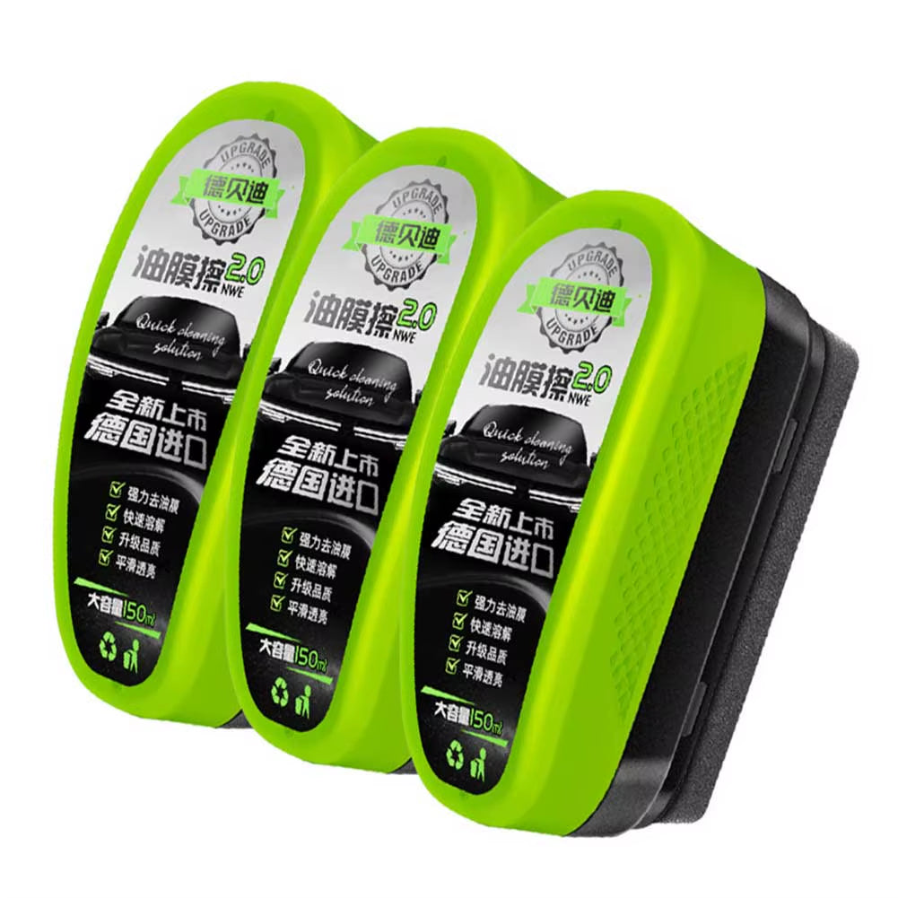 1/2/3Pcs Automotive Car Oil Film Cleaning Brush,150Ml Glass Oil Film Remover for Car Window,Windshield Brush for Car Care